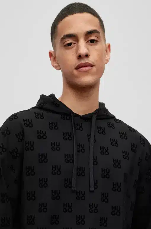 Hugo Flock Aop Hoodie Black