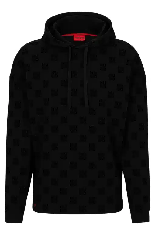 Hugo Flock Aop Hoodie Black