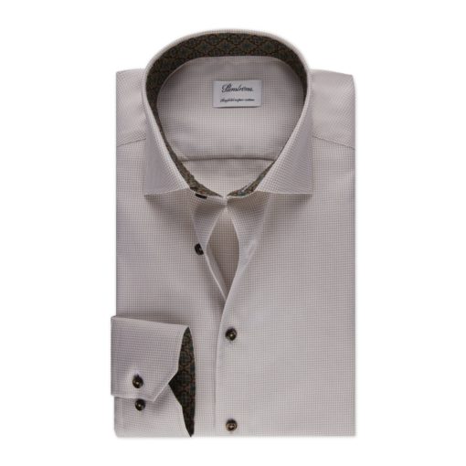 Stenströms Light Beige Contrast Twill Shirt
