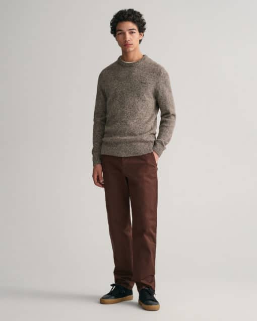 Gant Wool Neps C-Neck Pullover Dark Grey Melange