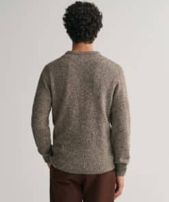Gant Wool Neps C-Neck Pullover Dark Grey Melange