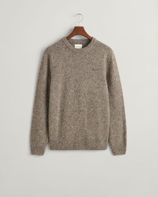 Gant Wool Neps C-Neck Pullover Dark Grey Melange