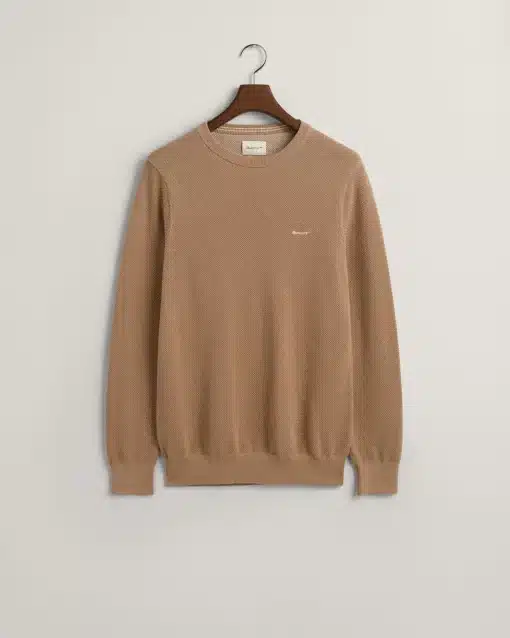 Gant Cotton Pique Sweater Dark Khaki