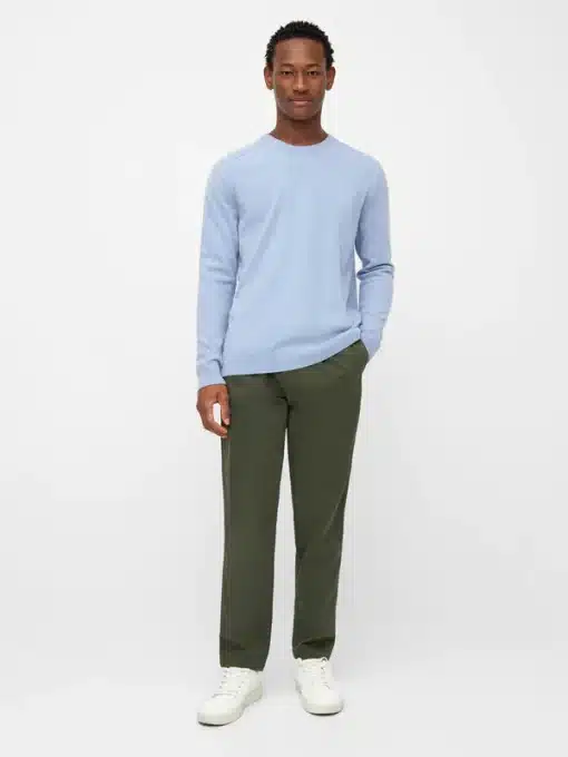Knowledge Cotton Apparel Basic O-Neck Wool Knit Asley Blue