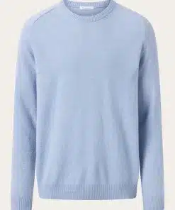 Knowledge Cotton Apparel Basic O-Neck Wool Knit Asley Blue