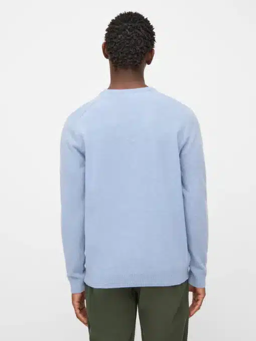 Knowledge Cotton Apparel Basic O-Neck Wool Knit Asley Blue