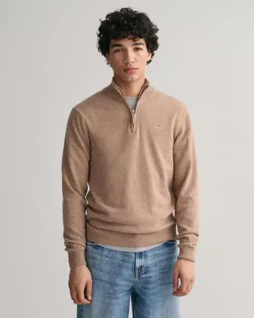 Gant Superfine Lambswool Jumper Dk Sand Melange