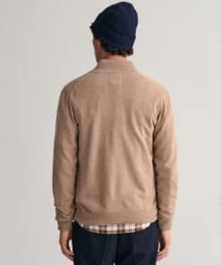 Gant Superfine Lambswool Zip Cardigan Dk Sand Melange