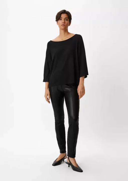 Comma, Faux Leather Trousers Black
