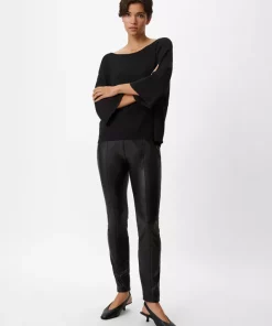 Comma, Faux Leather Trousers Black