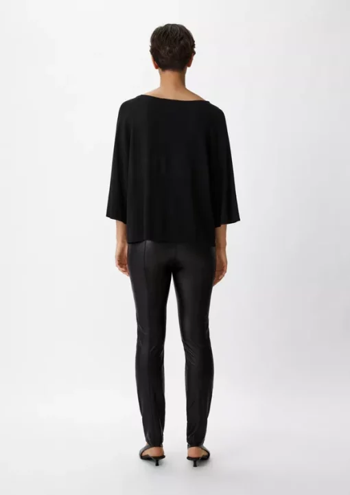 Comma, Faux Leather Trousers Black