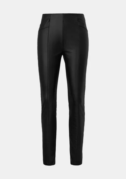 Comma, Faux Leather Trousers Black