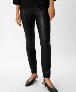 Comma, Faux Leather Trousers Black