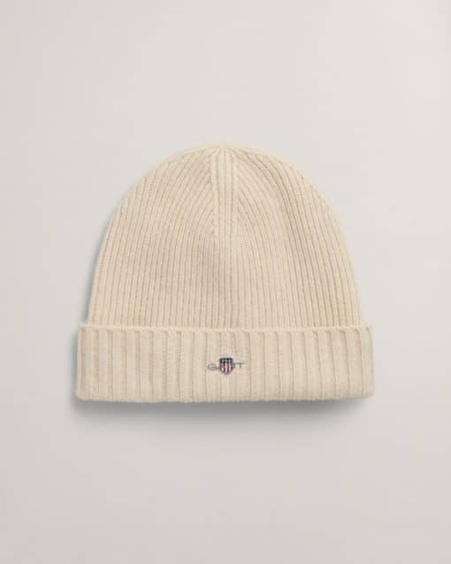 Gant Unisex Shield Wool Beanie Cream