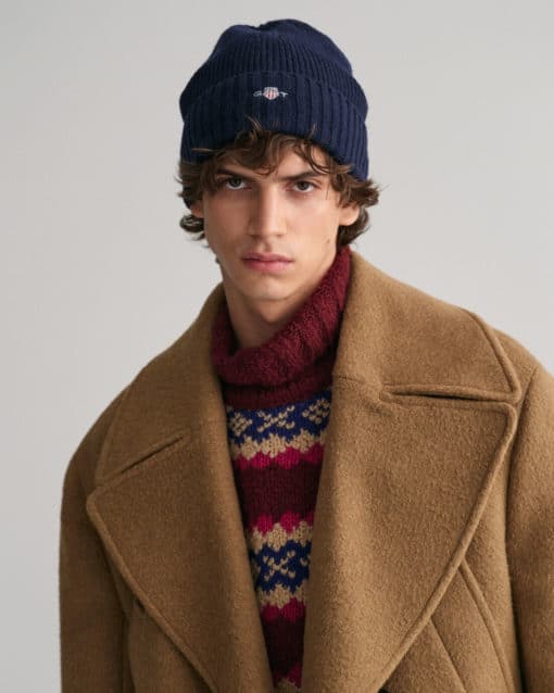 Gant Unisex Shield Wool Beanie Marine