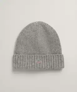 Gant Unisex Shield Wool Beanie Grey Melange