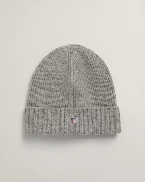 Gant Unisex Shield Wool Beanie Grey Melange