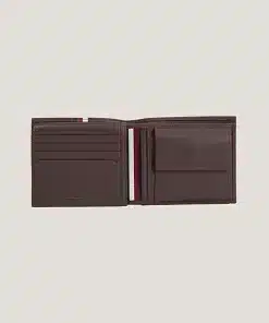 Tommy Hilfiger Premium Leather Signature Flap And Coin Wallet Coffee Bean