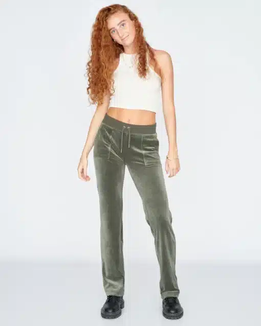 Juicy Couture Classic Velour Del Ray Pocket Pant Thyme