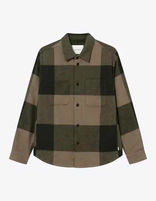 Les Deux Jacob Check Wool Hybrid Olive Night/Light Sand