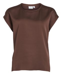 Vila Ellette Satin Top Shaved Chocolate