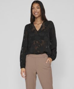 Vila Sirid V-Neck Top Black