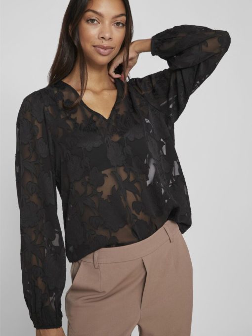 Vila Sirid V-Neck Top Black