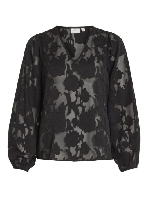 Vila Sirid V-Neck Top Black