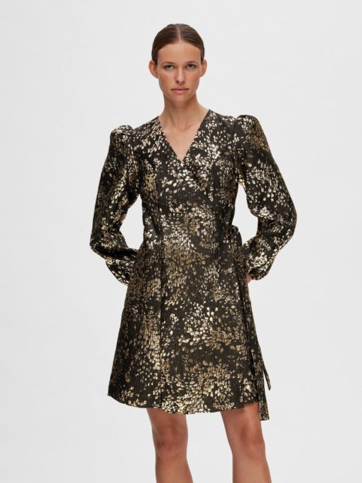 Selected Femme Paula-Siv Golden Leo Dress Antique Gold