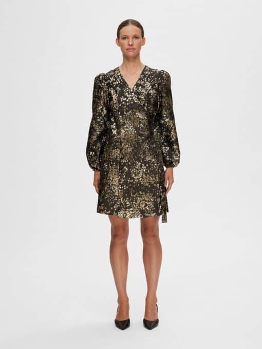 Selected Femme Paula-Siv Golden Leo Dress Antique Gold