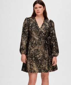 Selected Femme Paula-Siv Golden Leo Dress Antique Gold