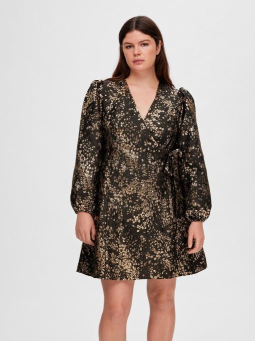 Selected Femme Paula-Siv Golden Leo Dress Antique Gold