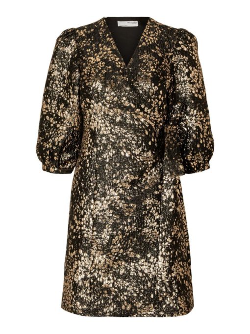 Selected Femme Paula-Siv Golden Leo Dress Antique Gold