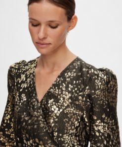Selected Femme Paula-Siv Golden Leo Dress Antique Gold