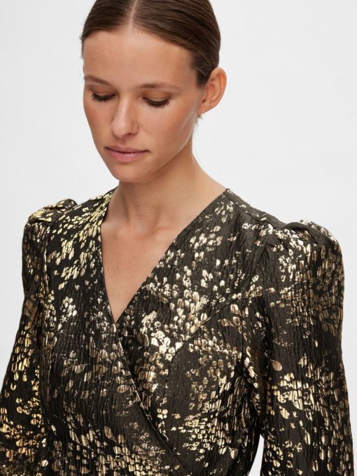 Selected Femme Paula-Siv Golden Leo Dress Antique Gold