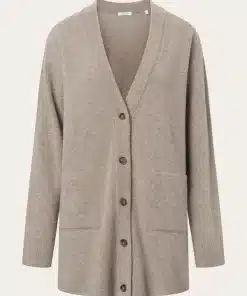 Knowledge Cotton Apparel Wool Long Cardigan Kelp Melange