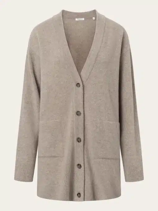 Knowledge Cotton Apparel Wool Long Cardigan Kelp Melange