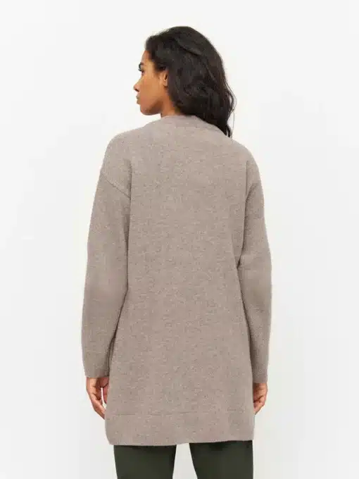 Knowledge Cotton Apparel Wool Long Cardigan Kelp Melange
