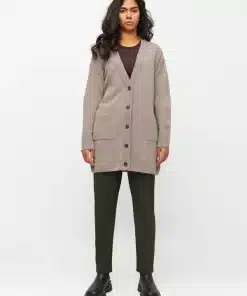 Knowledge Cotton Apparel Wool Long Cardigan Kelp Melange