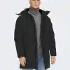 Only & Sons Carl Life Long Quilted Jacket Black