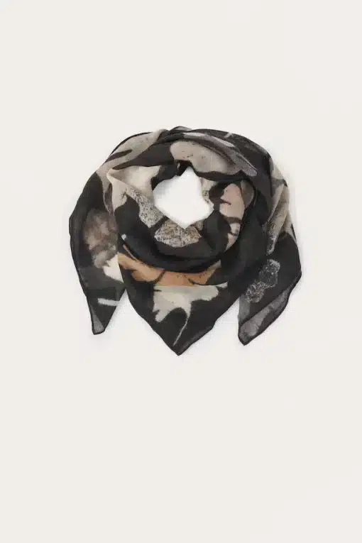 Part Two Felisia Scarf Black Leaf Print