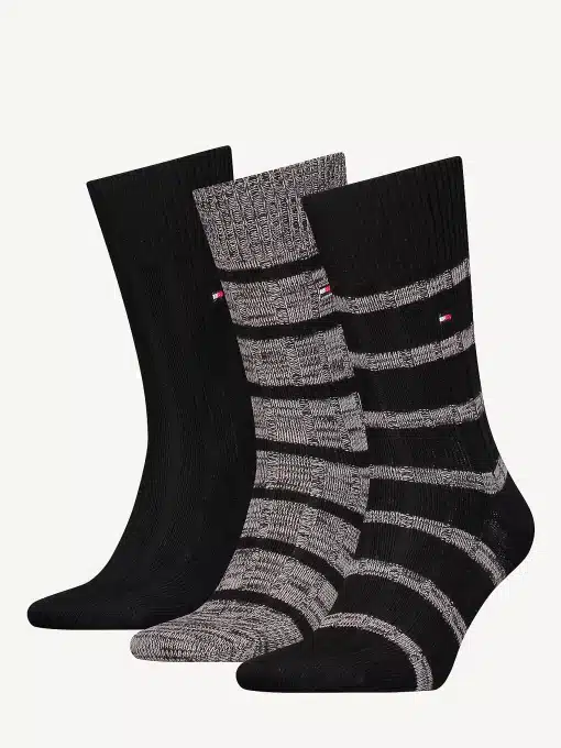 Tommy Hilfiger 3-Pack Classics Mouline Socks Black Gift Box