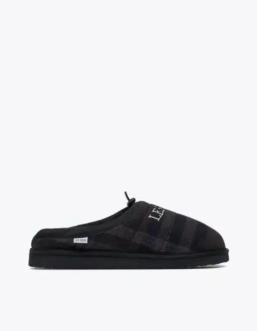 Les Deux Trey Wool Check Slipper Coffee Brown/Dark Grey