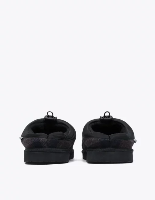 Les Deux Trey Wool Check Slipper Coffee Brown/Dark Grey