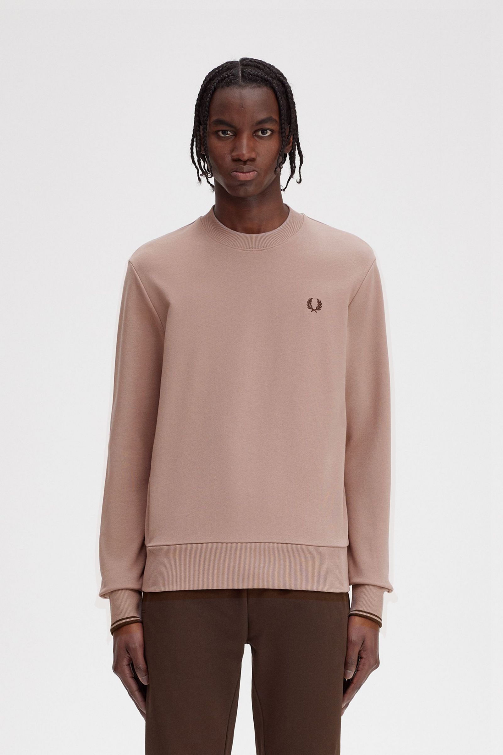 Buy Fred Perry Crew Neck Sweatshirt Dark Pink Scandinavian Fashion Store