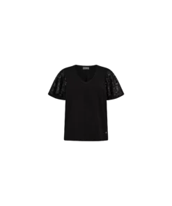 Mos Mosh Pinter O-SS Sequin Tee Black