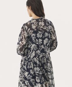 Part Two Fallie Dress Dark Navy Stencil Flower