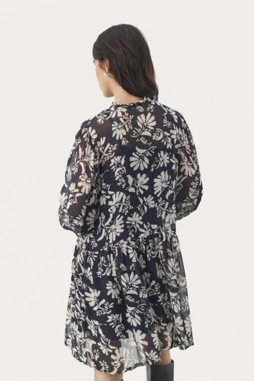 Part Two Fallie Dress Dark Navy Stencil Flower
