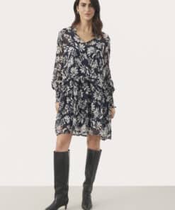 Part Two Fallie Dress Dark Navy Stencil Flower