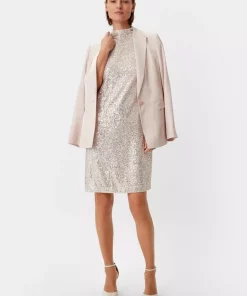 Comma, Sequin Dress Beige